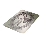 Christmas Party Floral Reindeer Golden Winter バスマット (アングル)