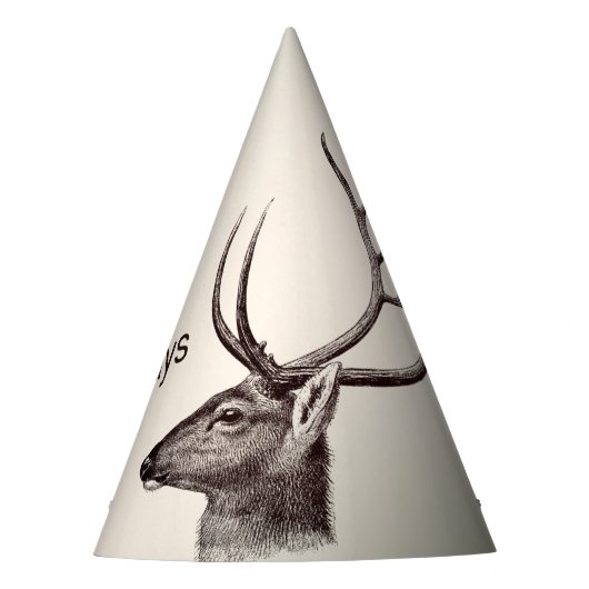 Christmas Party Floral Reindeer Golden Winter パーティーハット (正面)