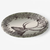 Christmas Party Floral Reindeer Golden Winter ペーパープレート (アングル)