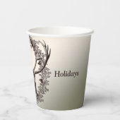 Christmas Party Floral Reindeer Golden Winter 紙コップ (裏面)