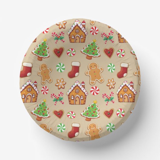 Christmas Party Gingerbread Cookies Paper Plates ペーパーボウル (正面)