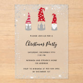 Christmas party gnomes glitter frosted invitation アクリル招待状 (正面)