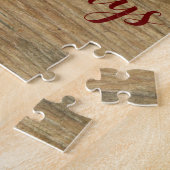 Christmas Party Golden Green Leaves Red Rustic ジグソーパズル (側面)