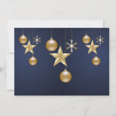 Christmas Party Golden Ornaments Navy Blue Elegant 招待状 (裏面)