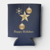 Christmas Party Golden Ornaments Navy Blue Elegant 缶クーラー (正面)