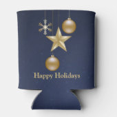 Christmas Party Golden Ornaments Navy Blue Elegant 缶クーラー (裏面)