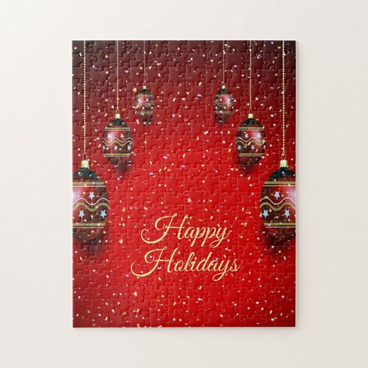 Christmas Party Golden Red Winter Holidays Elegant ジグソーパズル (縦)