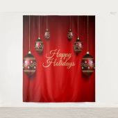 Christmas Party Golden Red Winter Holidays Elegant タペストリー (正面)