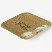 Christmas Party Golden Snowman Snowflakes Holidays ペーパープレート (傾斜あり)