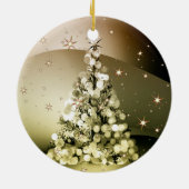 Christmas Party Golden Tree Shiny Sparkle Stars セラミックオーナメント (裏面)