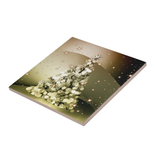 Christmas Party Golden Tree Shiny Sparkle Stars タイル (側面)