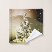 Christmas Party Golden Tree Shiny Sparkle Stars バスタオルセット (ウォッシュタオル)