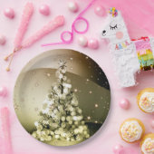 Christmas Party Golden Tree Shiny Sparkle Stars ペーパープレート (パーティー)