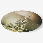 Christmas Party Golden Tree Shiny Sparkle Stars ペーパープレート (アングル)