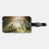 Christmas Party Golden Tree Shiny Sparkle Stars ラゲッジタグ (裏面横)