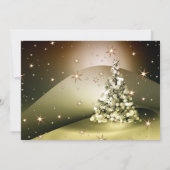 Christmas Party Golden Tree Shiny Sparkle Stars 招待状 (裏面)