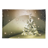 Christmas Party Golden Tree Shiny Sparkle Stars 枕カバー (裏面)