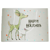 Christmas Party Green Deers Holidays Cute ラージペーパーバッグ (正面)