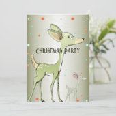 Christmas Party Green Deers Holidays Cute 招待状 (スタンド正面)