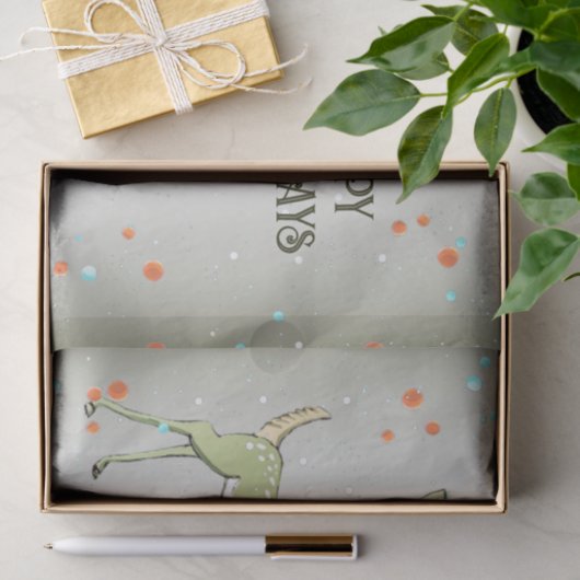 Christmas Party Green Deers Holidays Cute 薄葉紙 (ギフト)