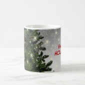 Christmas Party Green Tree Red Silver Snowflakes コーヒーマグカップ (中央)
