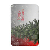 Christmas Party Green Tree Red Silver Snowflakes バスマット (正面縦)