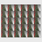 Christmas Party Green Tree Red Silver Snowflakes ラッピングペーパー (フラット)
