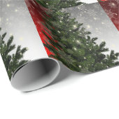 Christmas Party Green Tree Red Silver Snowflakes ラッピングペーパー (ロールコーナー)