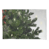 Christmas Party Green Tree Red Silver Snowflakes 枕カバー (正面)