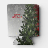 Christmas Party Green Tree Red Silver Snowflakes 缶クーラー (裏面)