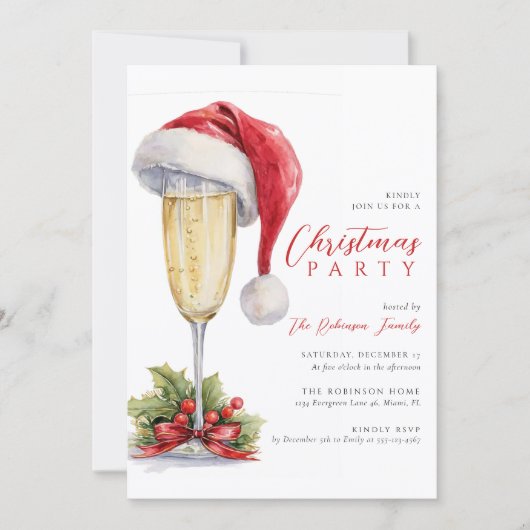 Christmas Party Holiday Cocktail 招待状 (正面)