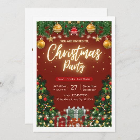 Christmas Party Invitation (正面/裏面)