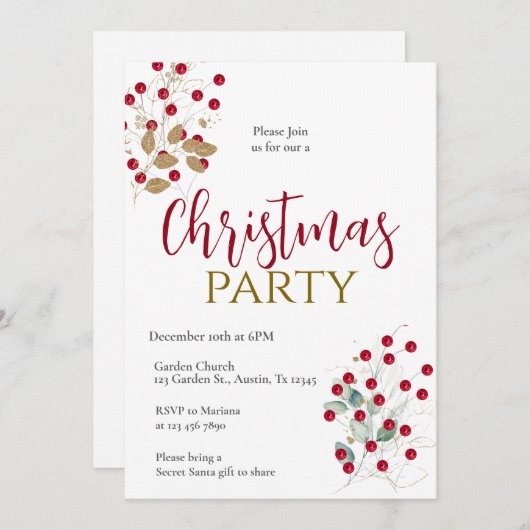 Christmas Party Invitation 招待状 (正面/裏面)