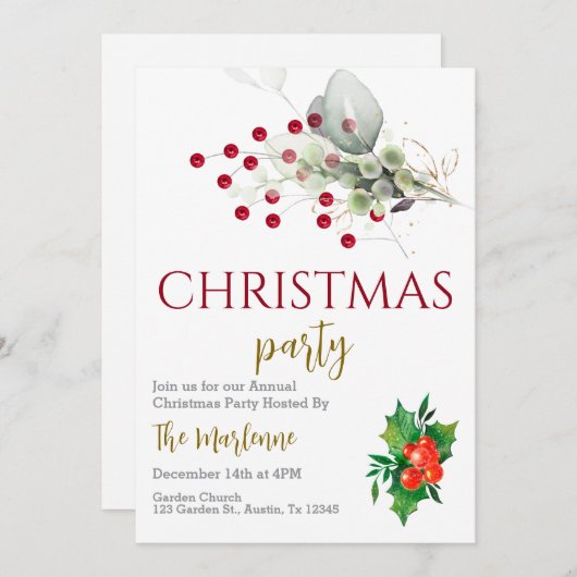 Christmas Party Invitation 招待状 (正面/裏面)