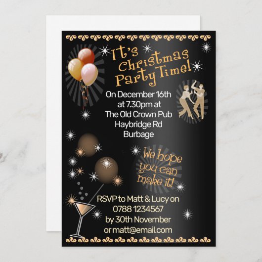 Christmas Party Invitation 招待状 (正面/裏面)