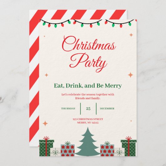 Christmas Party Invitation 招待状 (正面/裏面)