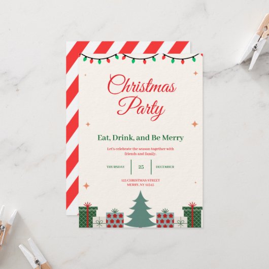 Christmas Party Invitation 招待状 (正面/裏面インサイチュ)