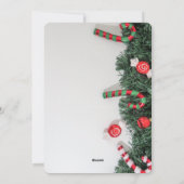 Christmas Party Invitation Candy Cane Greenery 招待状 (裏面)