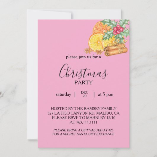 Christmas Party Invitation Card 招待状 (正面)