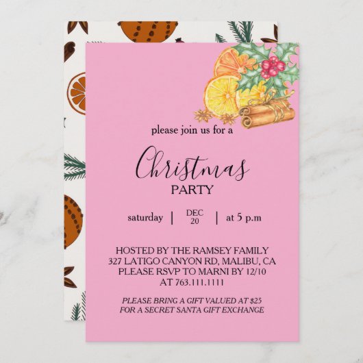 Christmas Party Invitation Card 招待状 (正面/裏面)