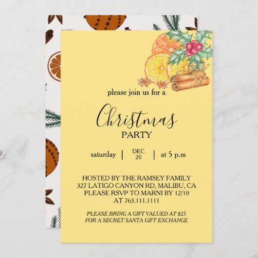 Christmas Party Invitation Card 招待状 (正面/裏面)