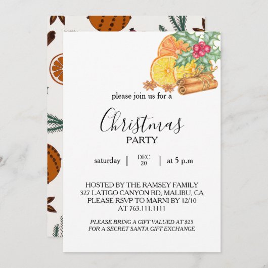 Christmas Party Invitation Card 招待状 (正面/裏面)