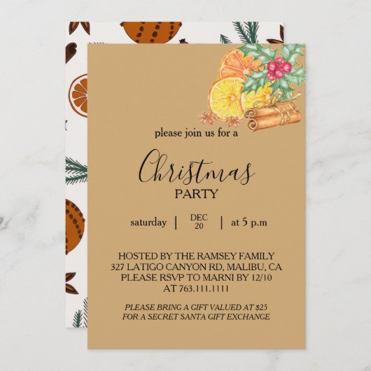 Christmas Party Invitation Card 招待状 (正面/裏面)