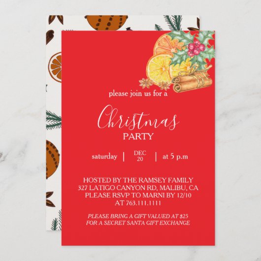 Christmas Party Invitation Card 招待状 (正面/裏面)