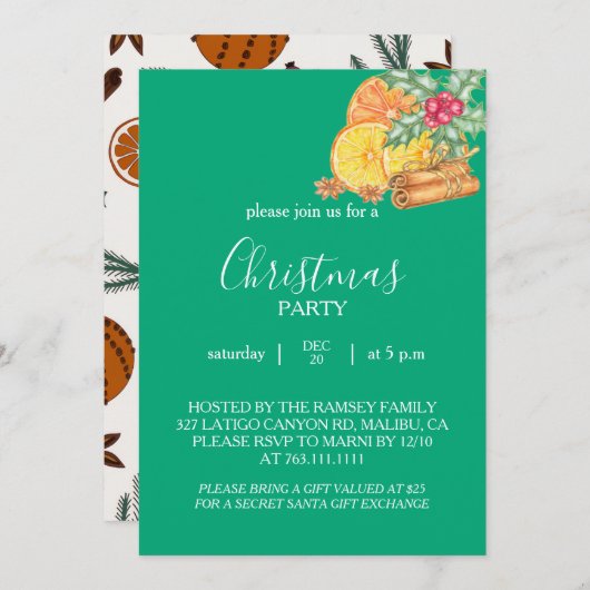 Christmas Party Invitation Card 招待状 (正面/裏面)