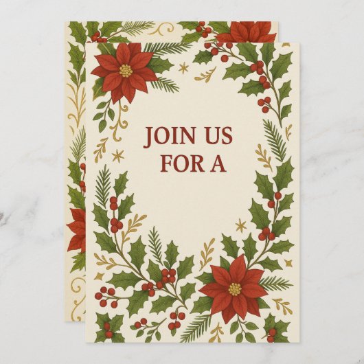 Christmas Party Invitation | Elegant  招待状 (正面/裏面)