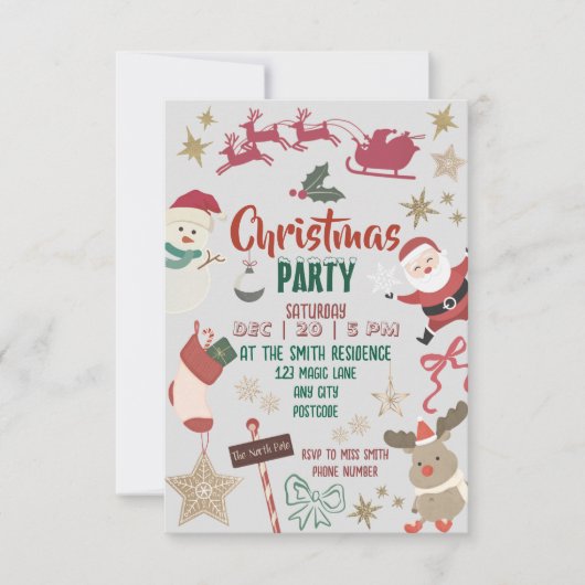 Christmas party invitation for kids and families 招待状 (正面)