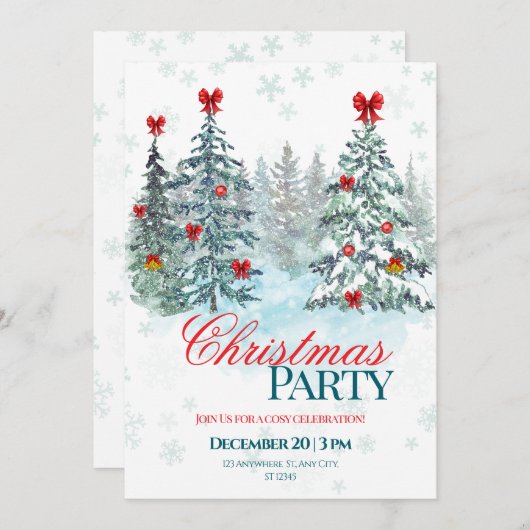 Christmas Party Invitation | Holiday Celebration (正面/裏面)