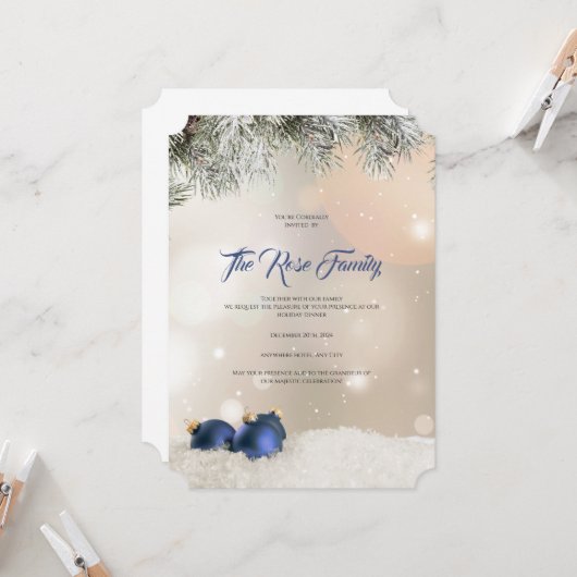 Christmas Party Invitation, Holiday Greetings Card 招待状 (正面/裏面インサイチュ)