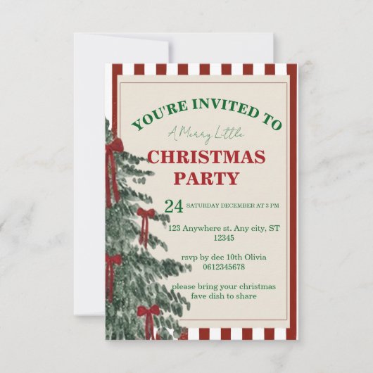 Christmas Party Invitation, Holiday Invite 招待状 (正面)
